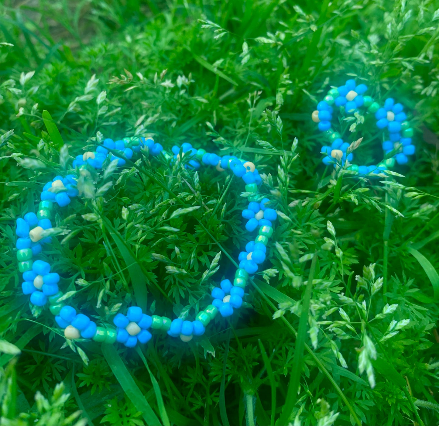 "Forget-Me-Not" Seed Bead Flower Bracelet