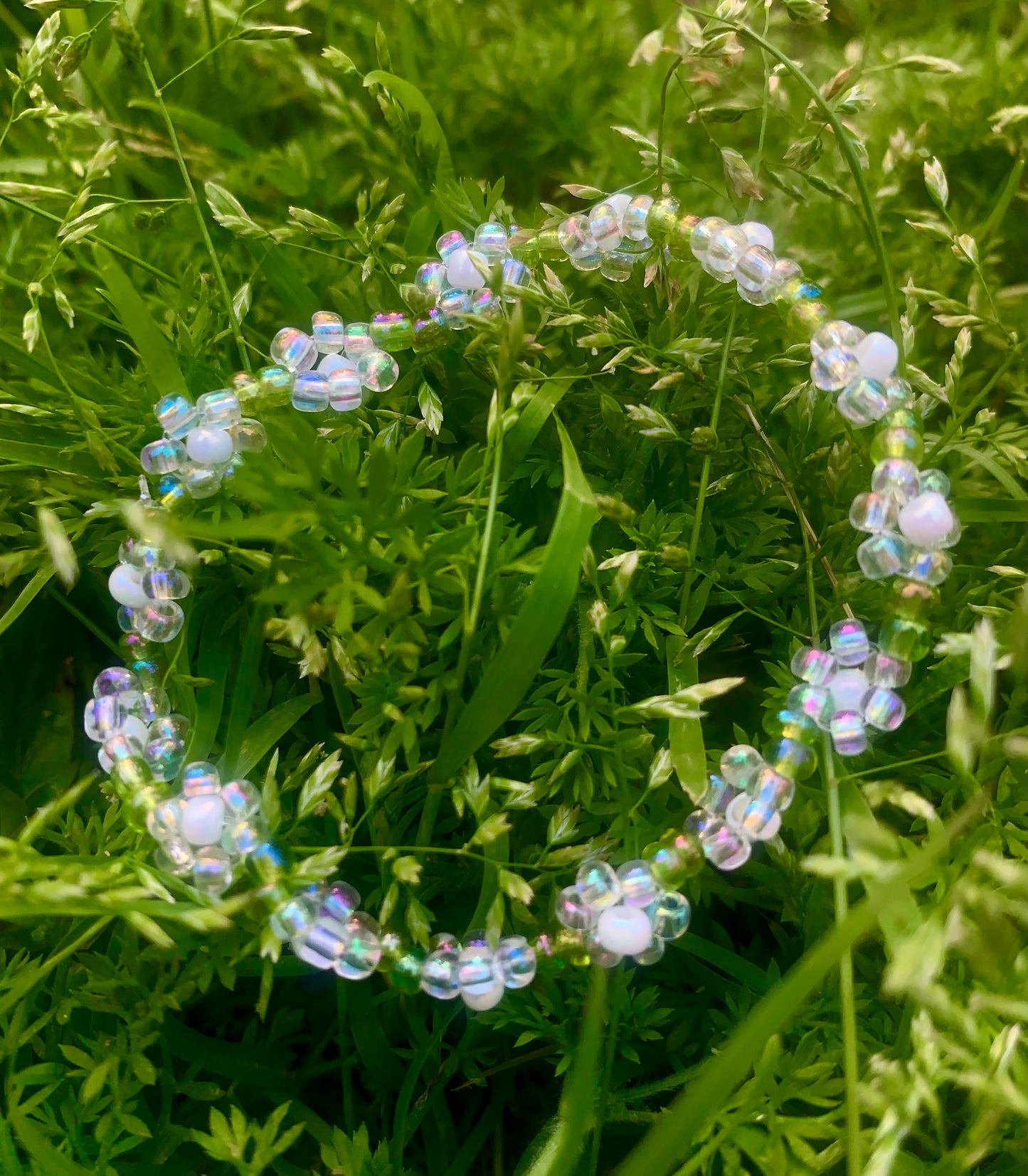 "Dandelion" Seed Bead Flower Bracelet