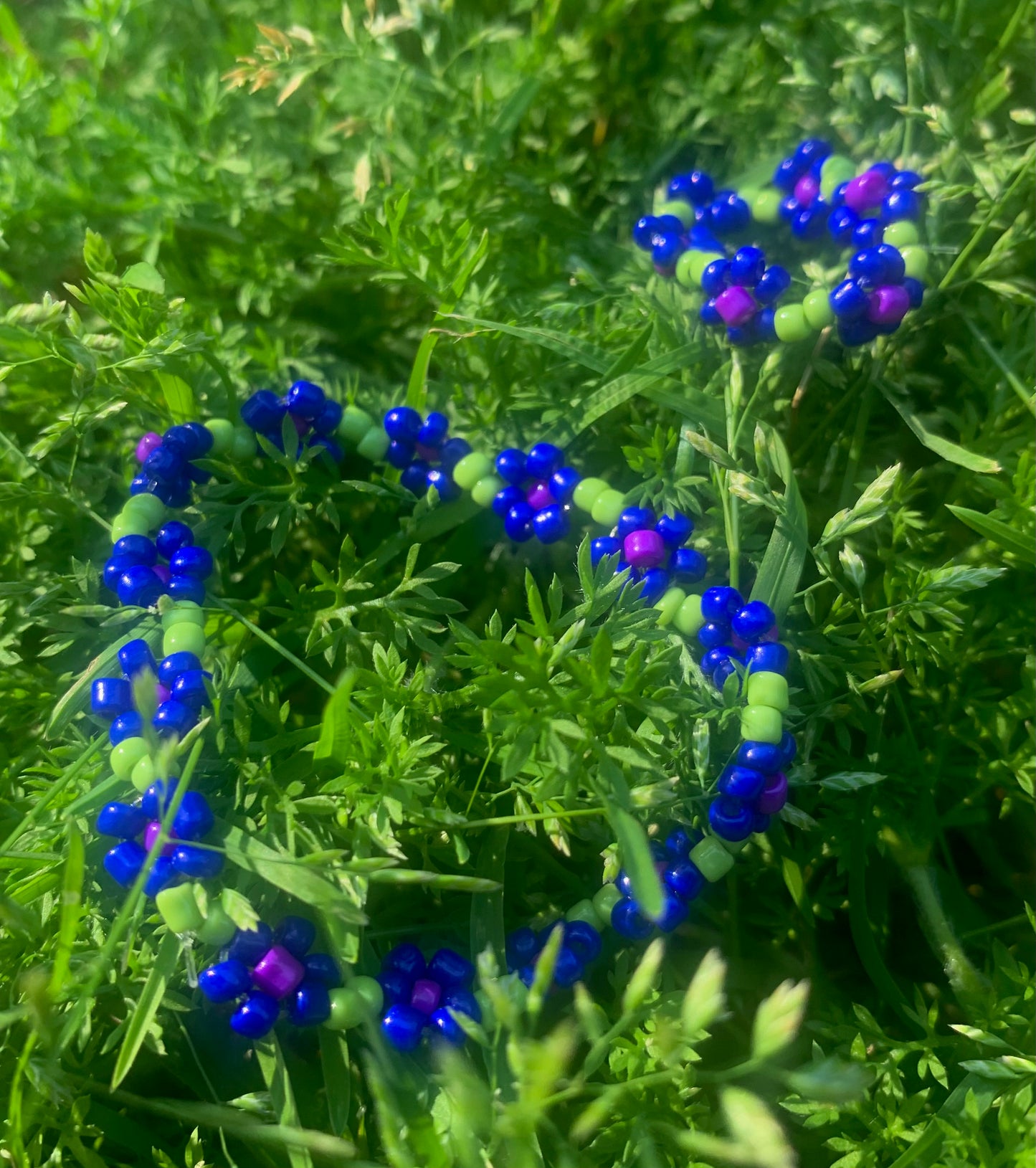 "Morning Glory" Seed Bead Flower Bracelet