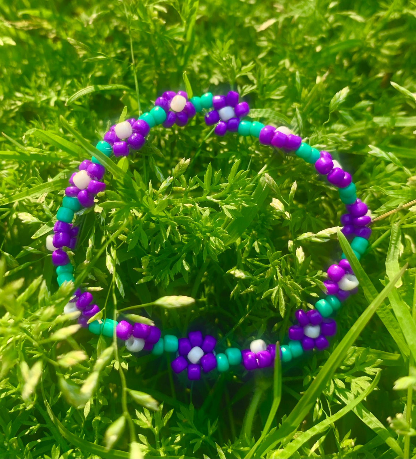 "Violet" Seed Bead Flower Bracelet