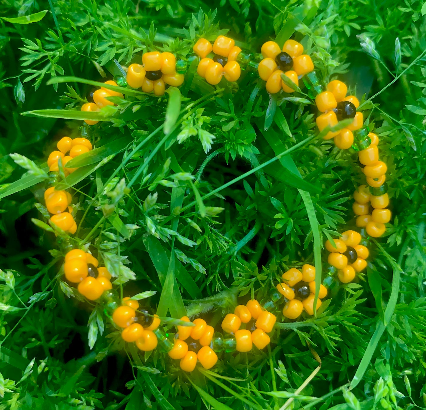 "Sunflower" Seed Bead Flower Bracelet