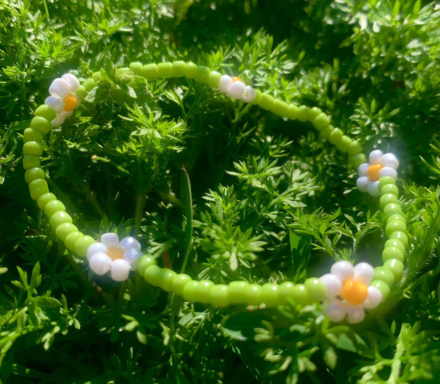 "Daisy" Flower-Chain Seed Bead Bracelet