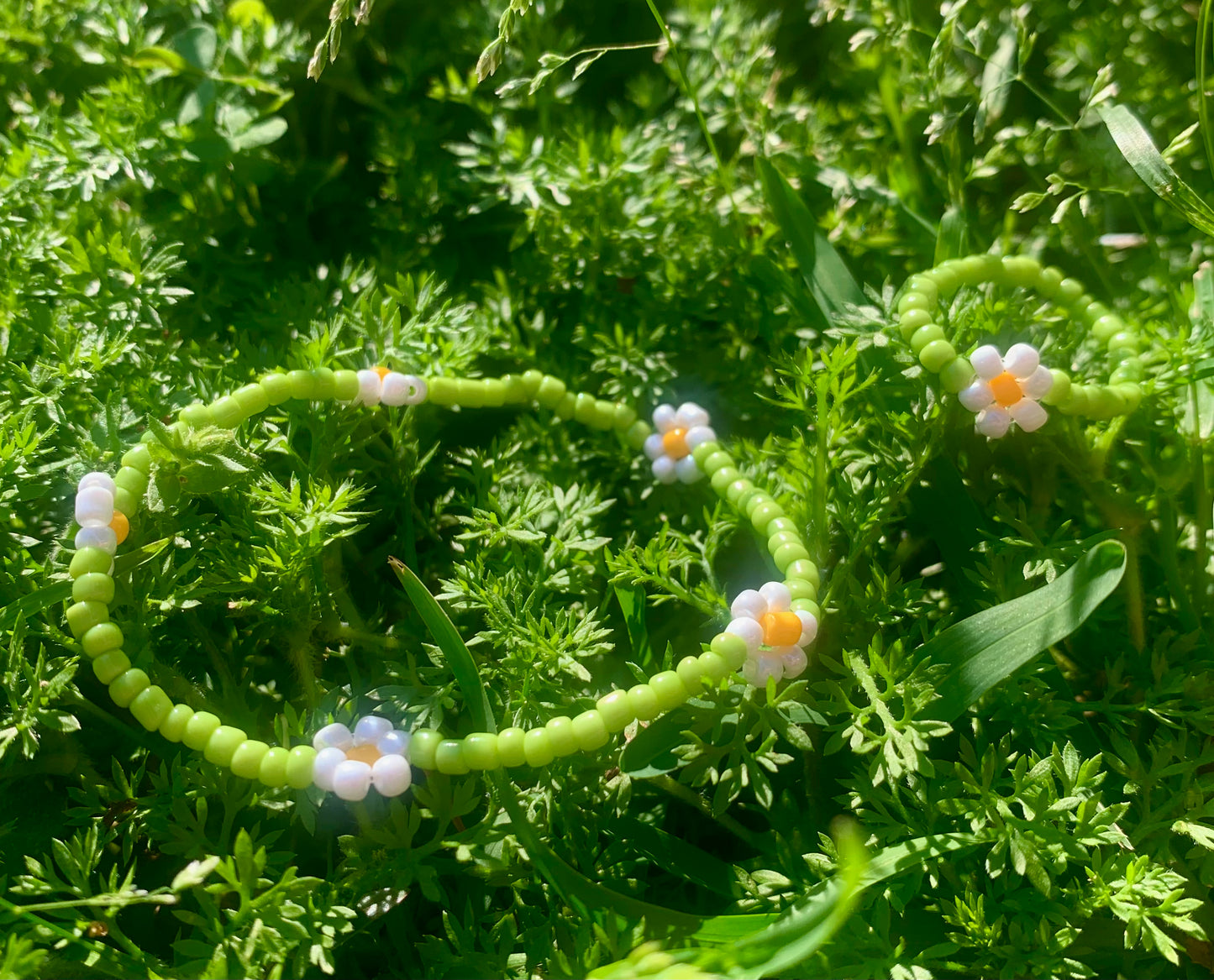 "Daisy" Flower-Chain Seed Bead Bracelet