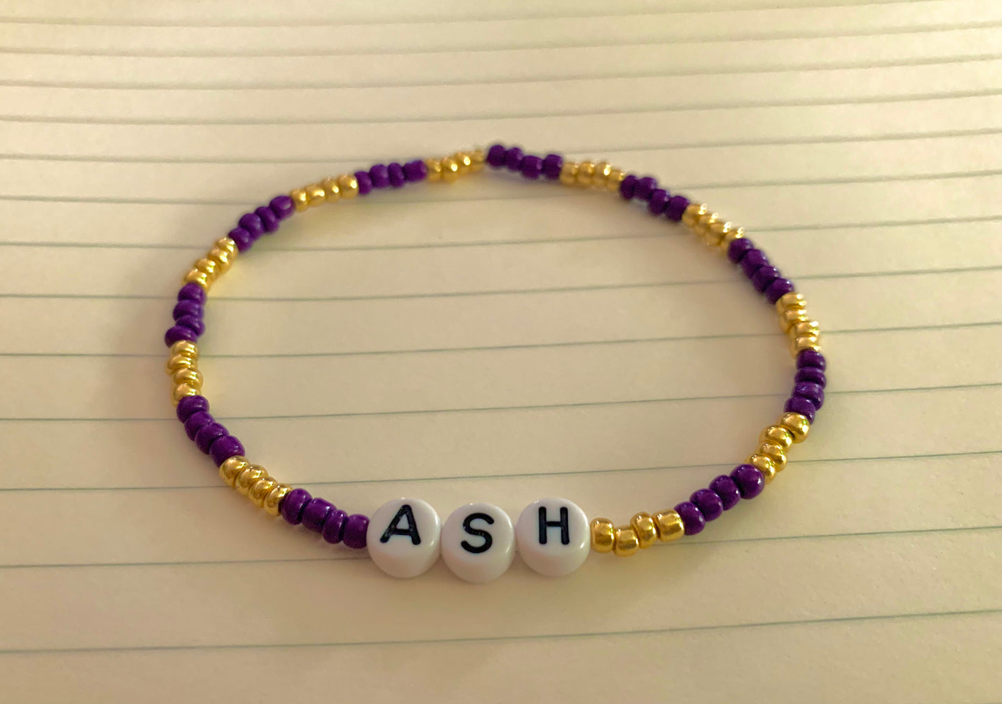 ASH Color Themed Striped Seed Bead Bracelet