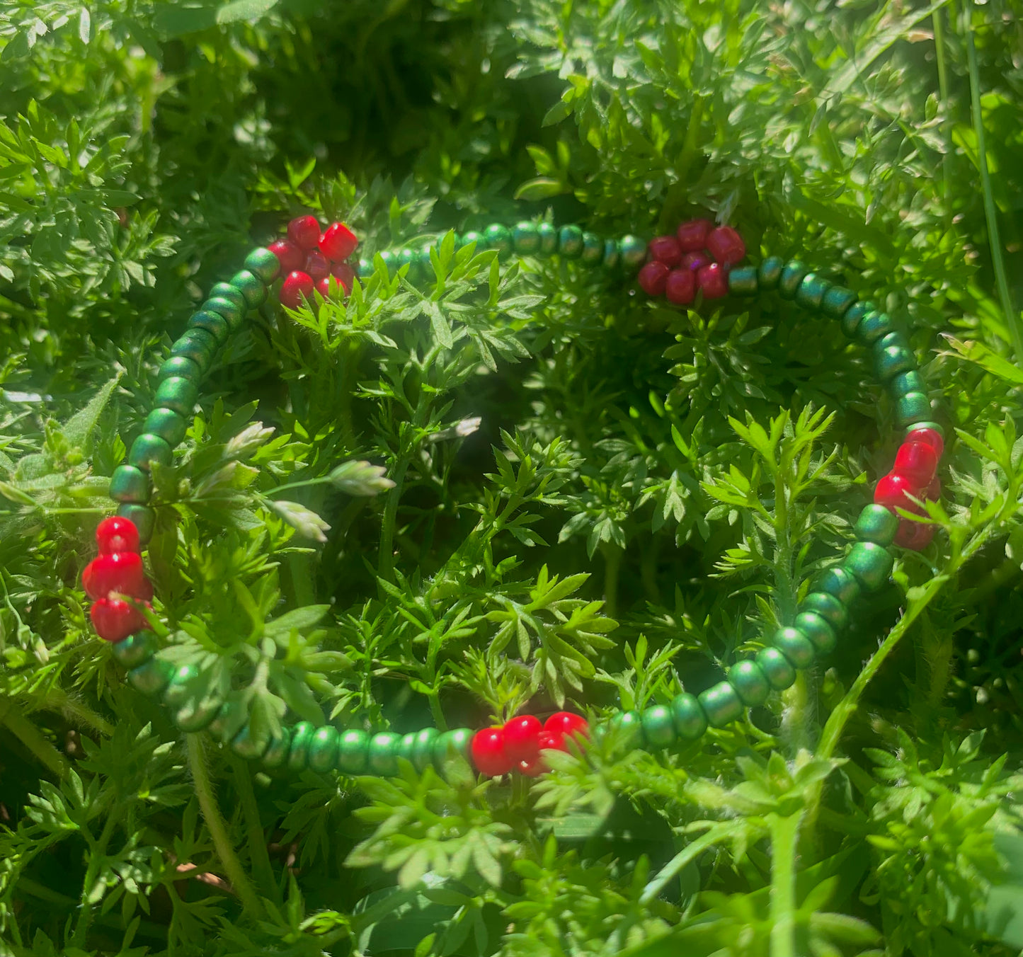 "Rose" Flower-Chain Seed Bead Bracelet