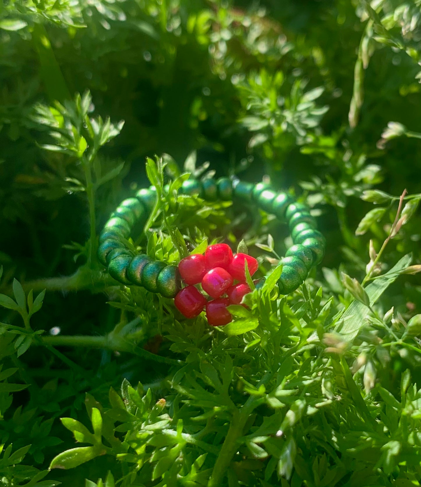 "Rose" Flower-Chain Seed Bead Bracelet