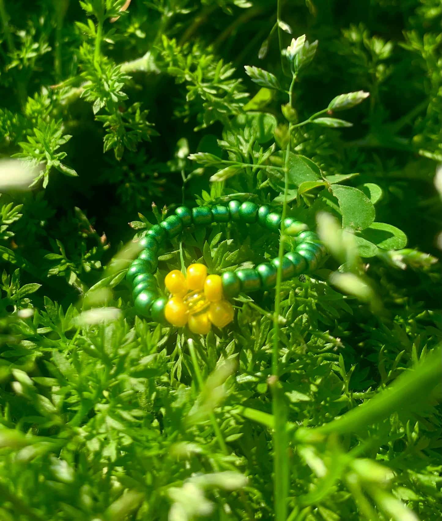 "Daffodil" Flower-Chain Seed Bead Bracelet