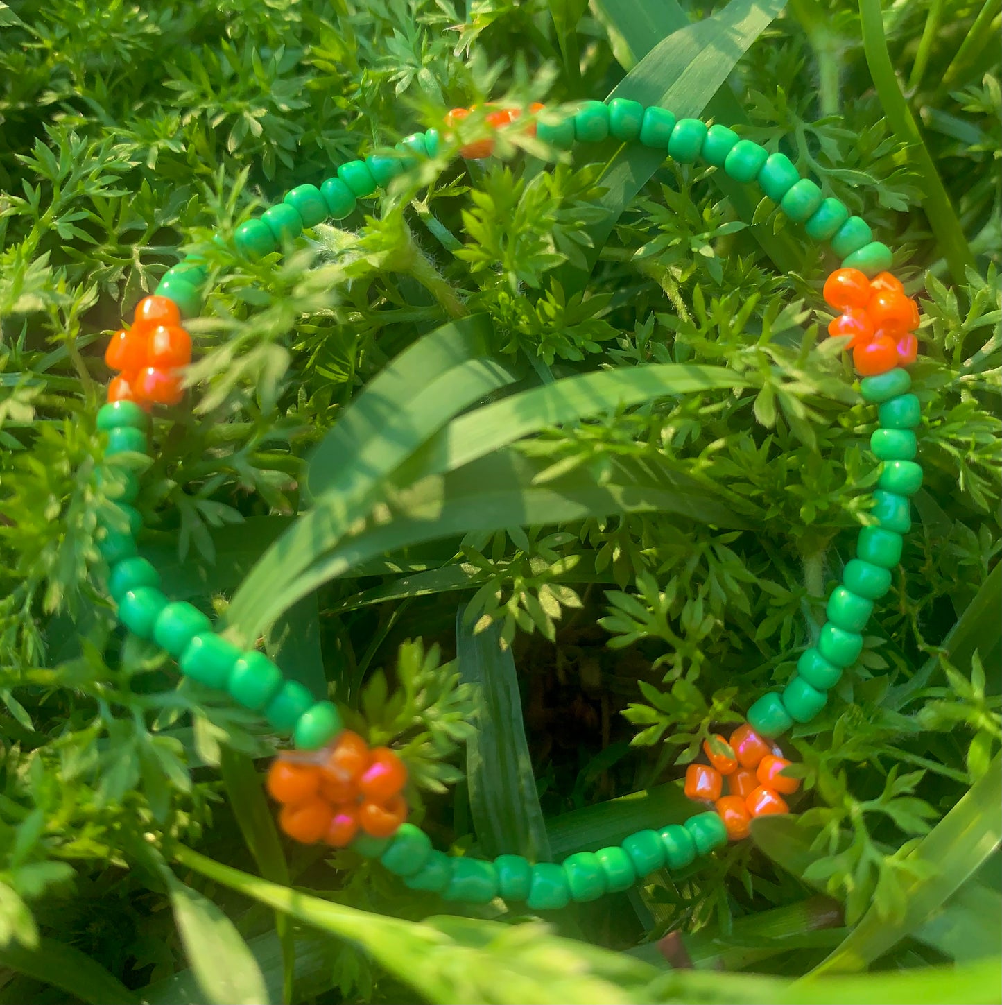 "Marigold" Flower-Chain Seed Bead Bracelet