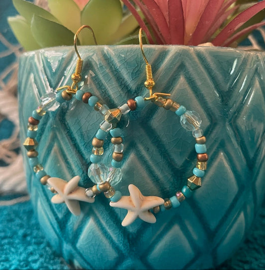 Starfish Beaded Hoop Earrings
