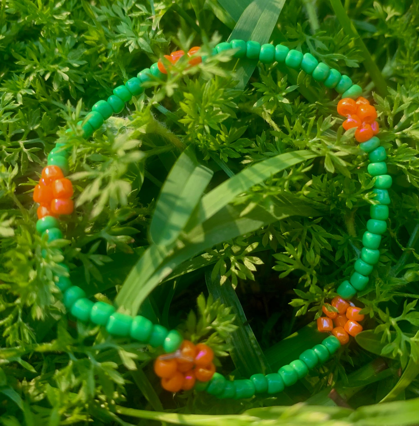 "Marigold" Flower-Chain Seed Bead Bracelet