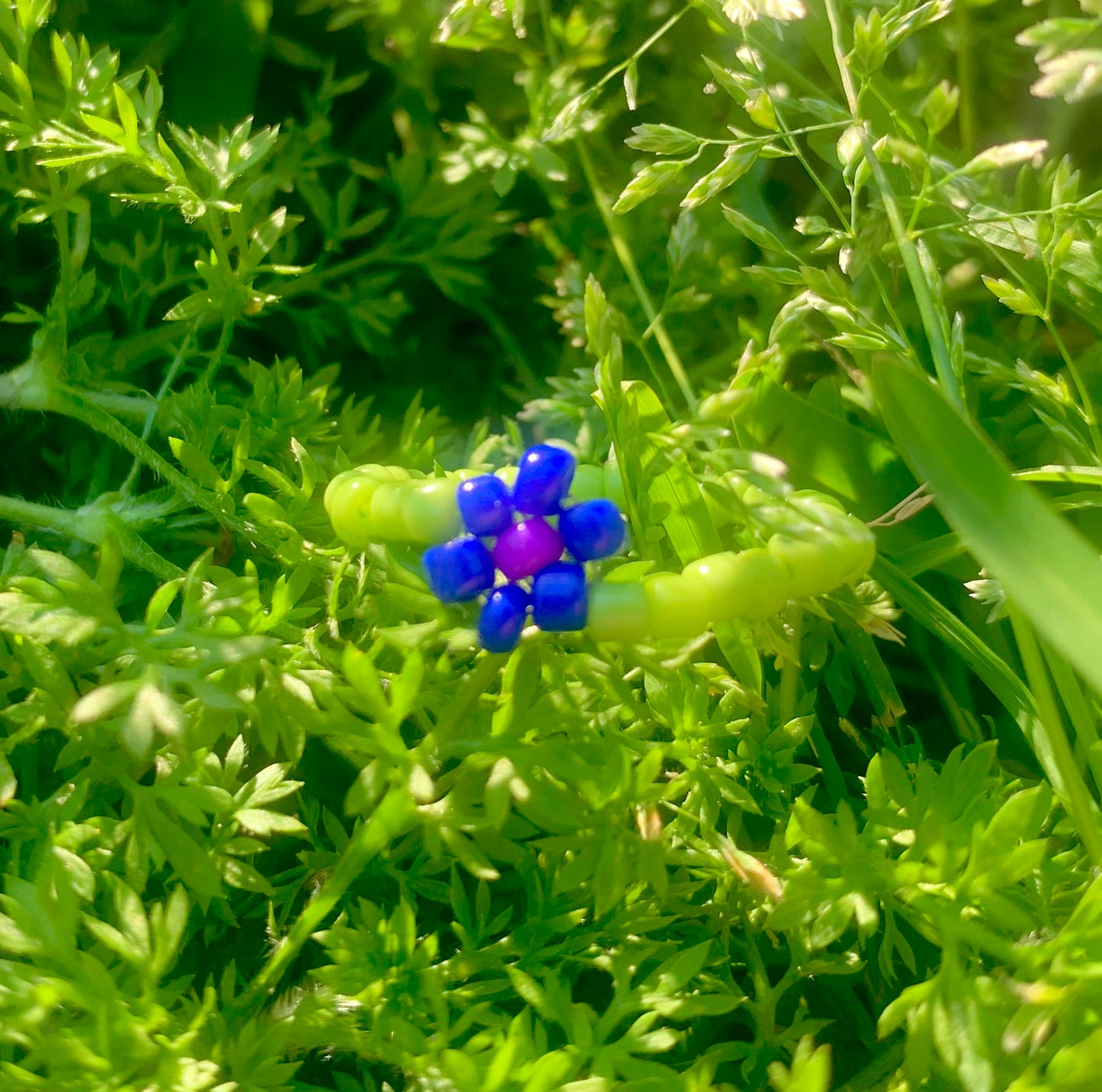 "Morning Glory" Flower-Chain Seed Bead Bracelet