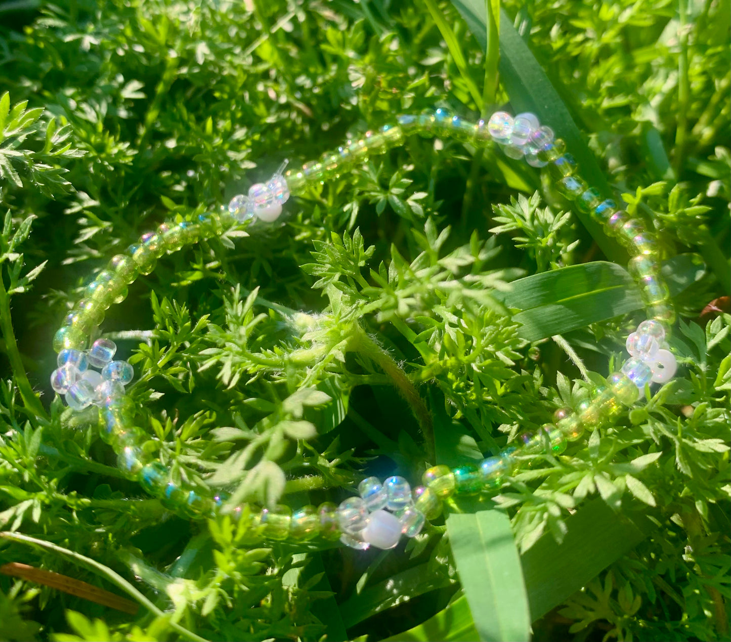 "Dandelion" Flower-Chain Seed Bead Bracelet