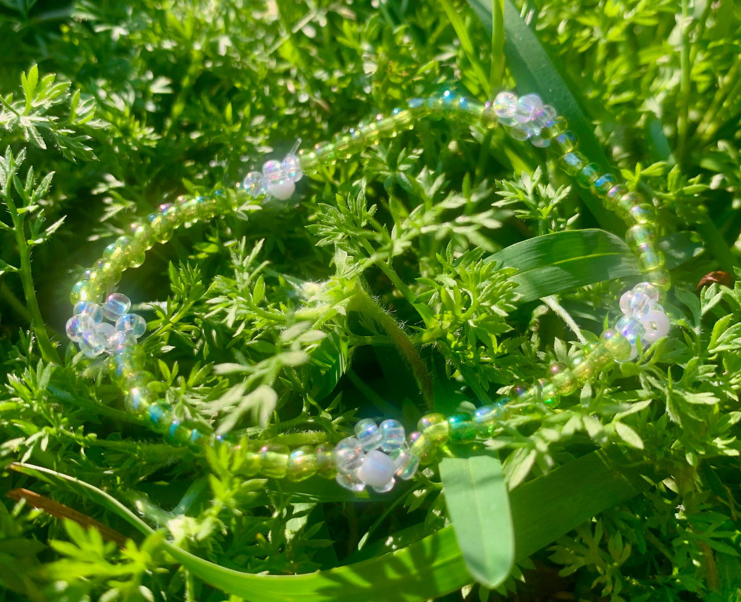 "Dandelion" Flower-Chain Seed Bead Bracelet