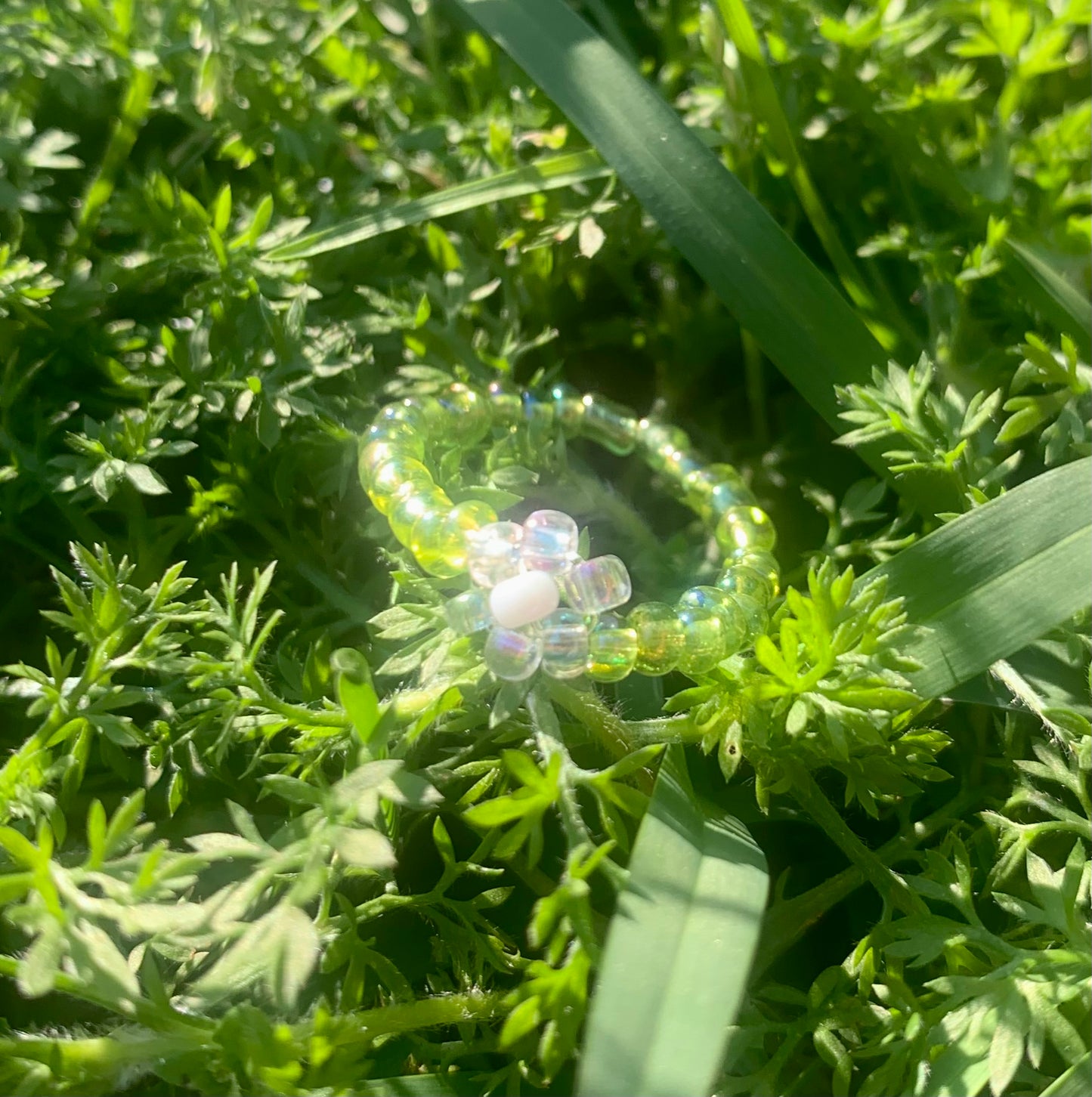 "Dandelion" Flower-Chain Seed Bead Bracelet