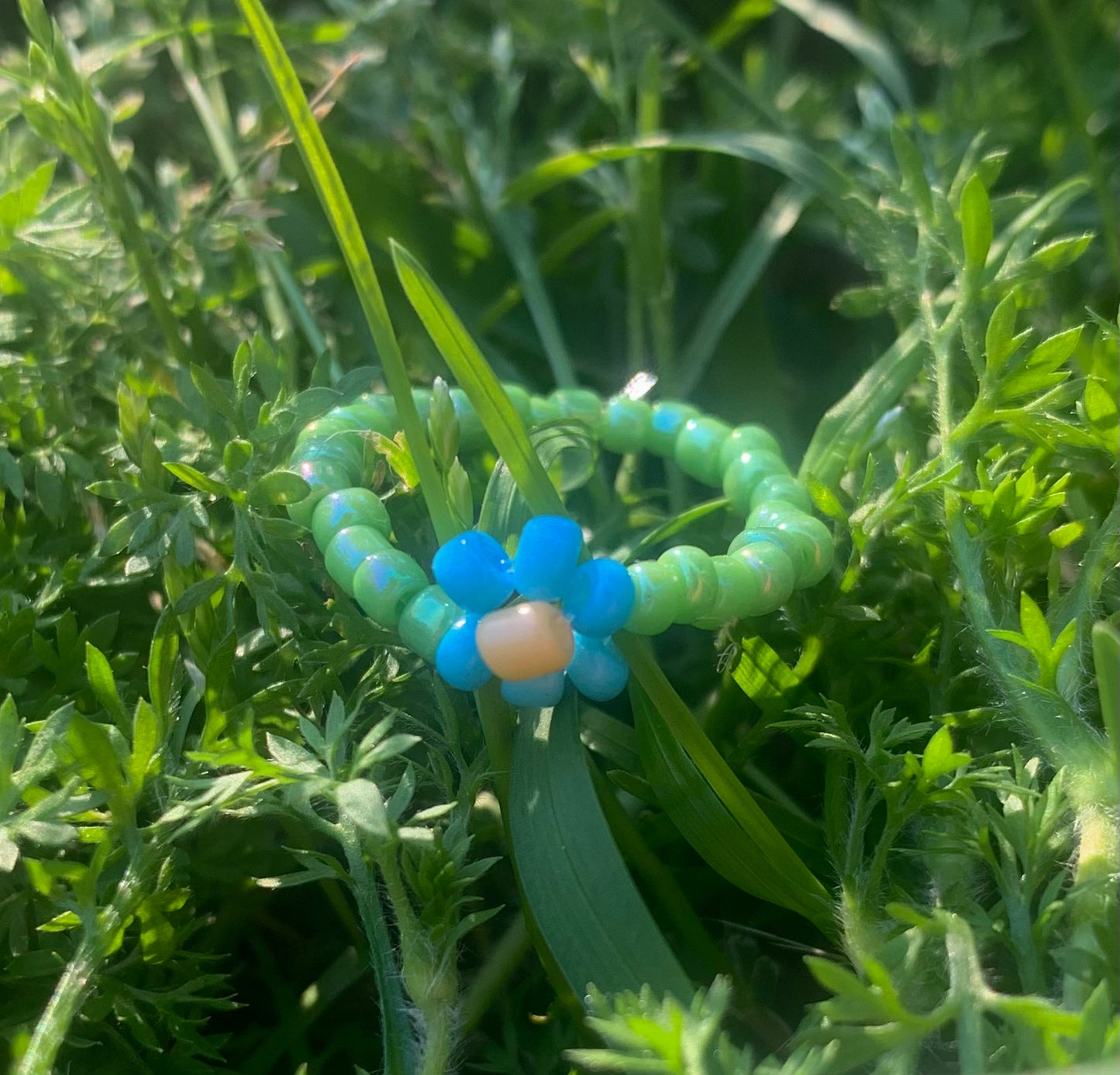 "Forget-Me-Not" Flower-Chain Seed Bead Bracelet