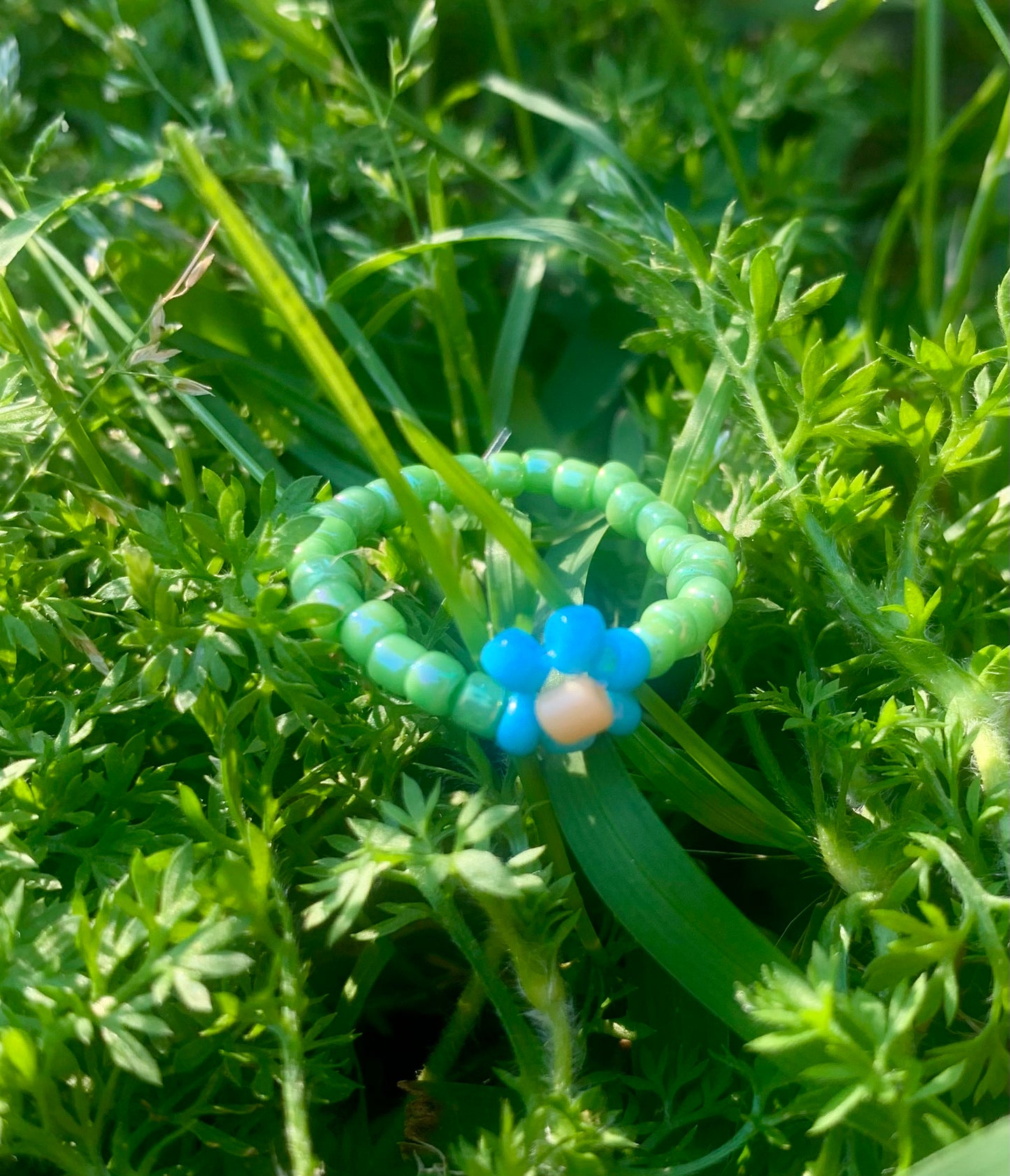 "Forget-Me-Not" Flower-Chain Seed Bead Bracelet