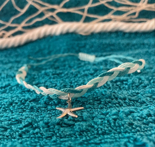 Braided Silver Starfish Anklet