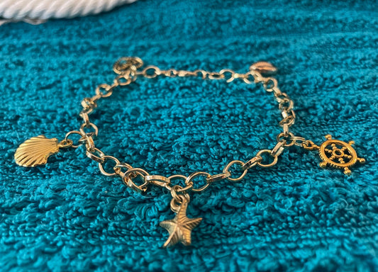 Golden Ocean Charm Anklet