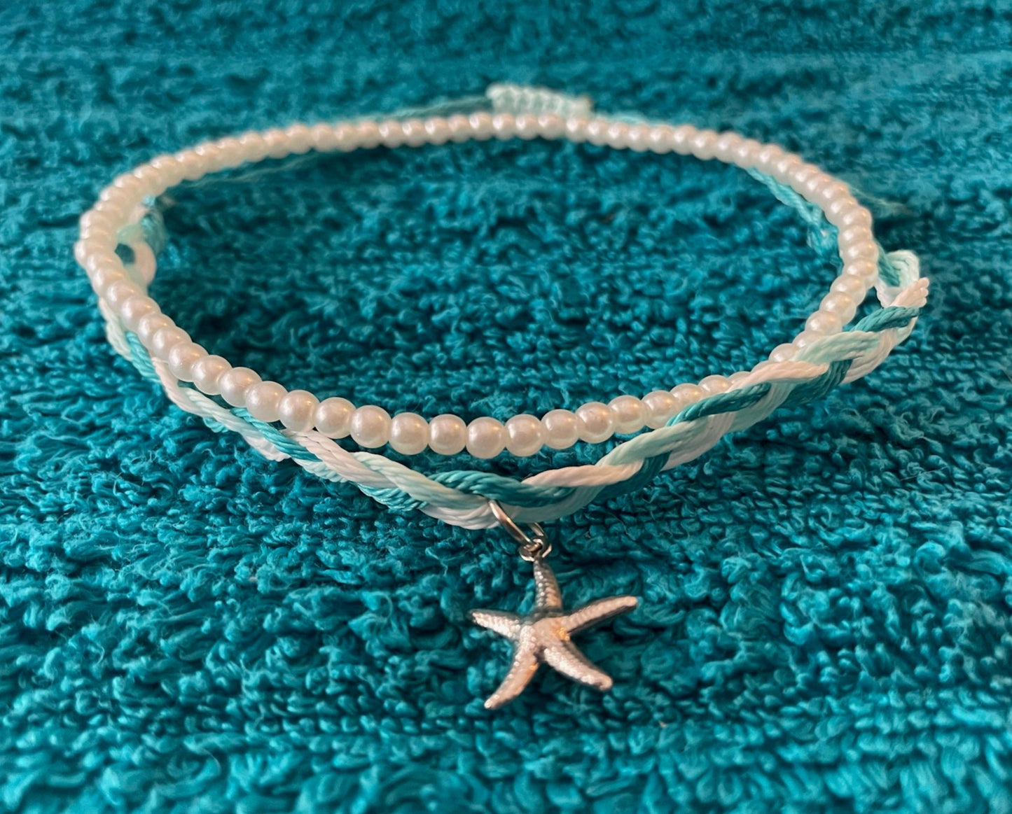 Aqua Pearl Anklet Set