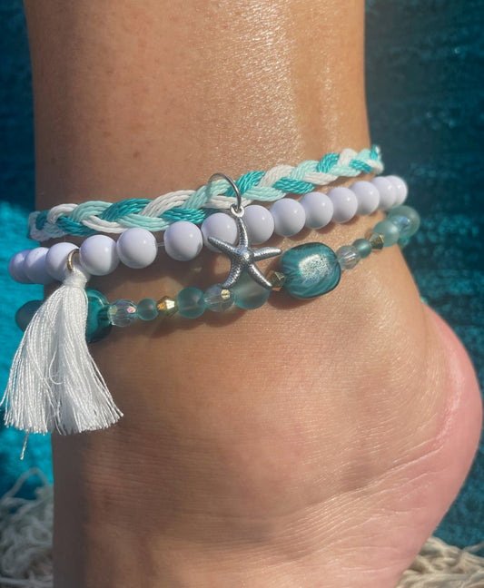 Starfish Soiree 3-Piece Anklet Set