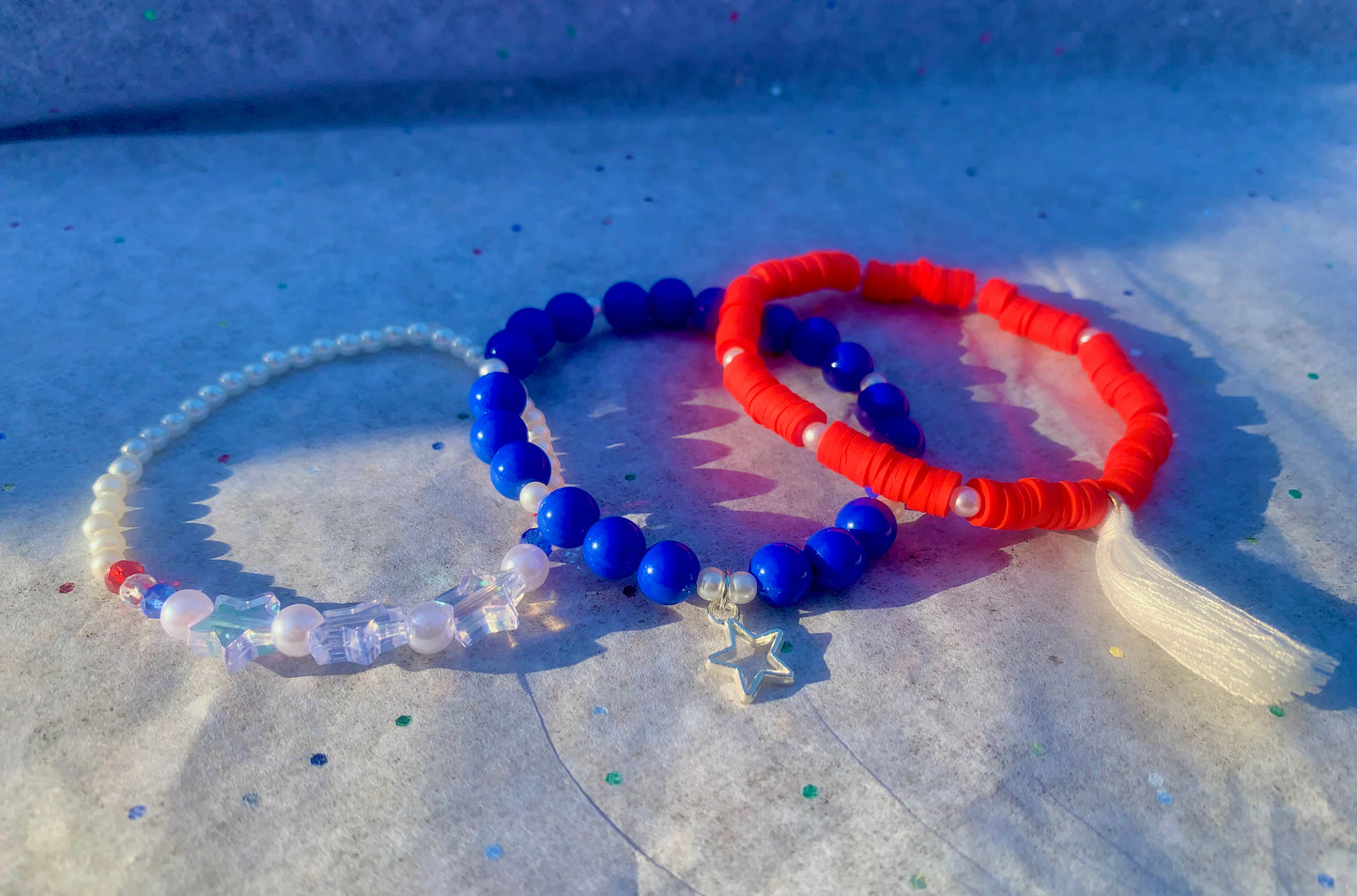 Red/White/Blue Stars + Charms Bracelet Set