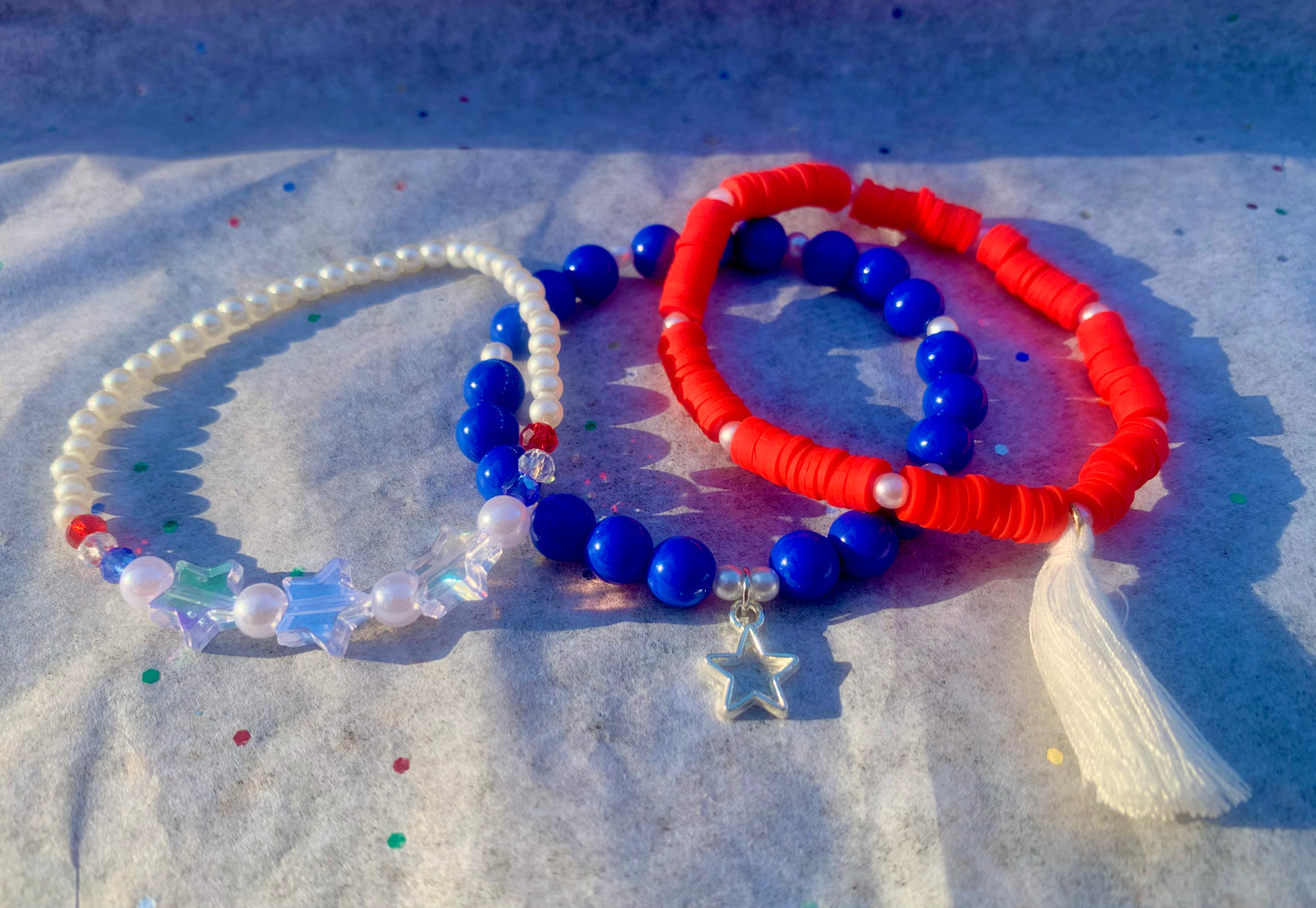 Red/White/Blue Stars + Charms Bracelet Set