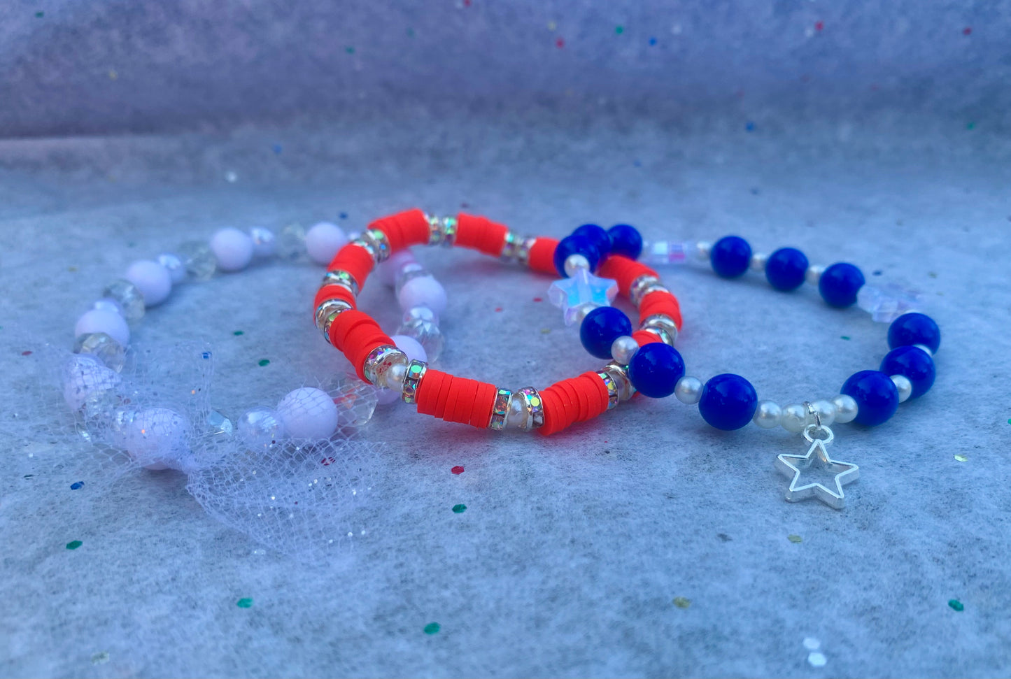 Red/White/Blue Stackable Bracelet Set