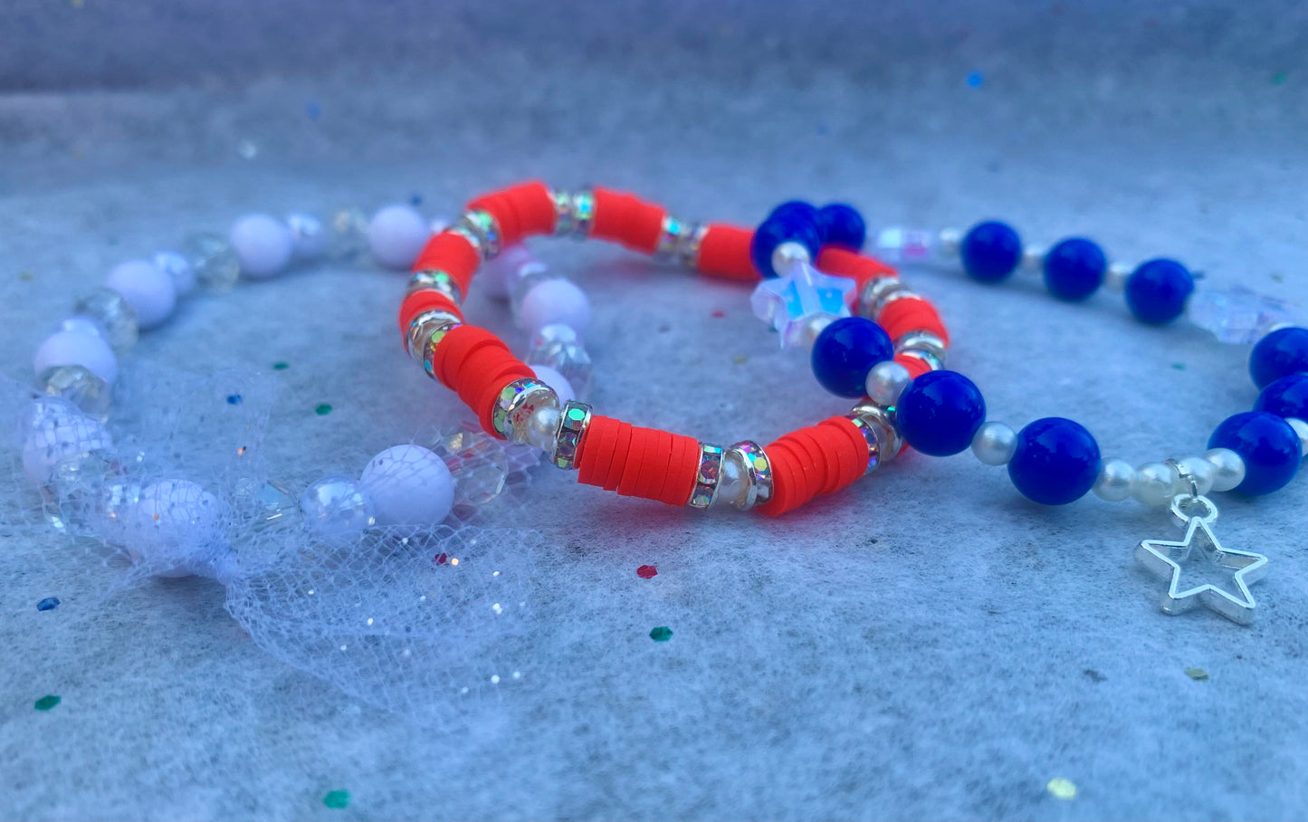 Red/White/Blue Stackable Bracelet Set