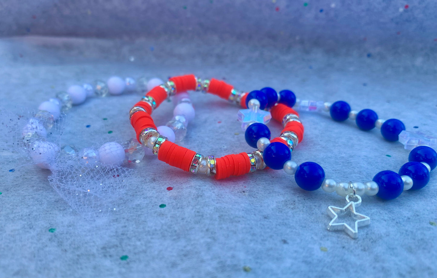 Red/White/Blue Stackable Bracelet Set