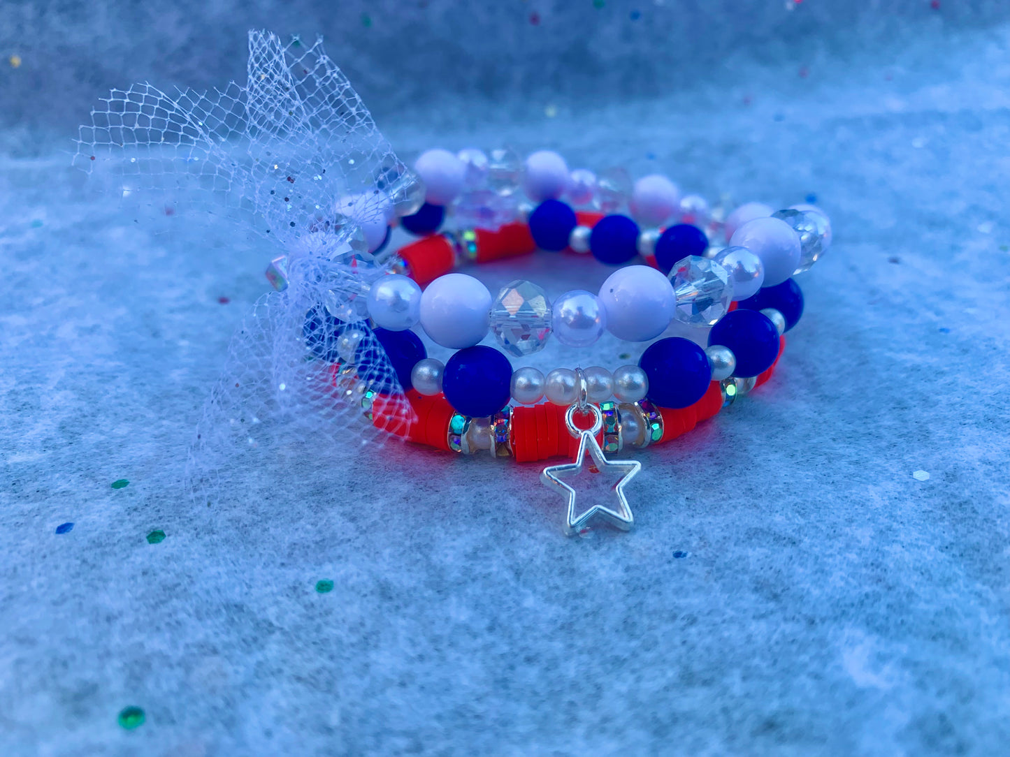 Red/White/Blue Stackable Bracelet Set