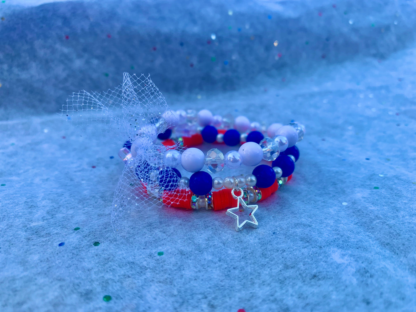 Red/White/Blue Stackable Bracelet Set
