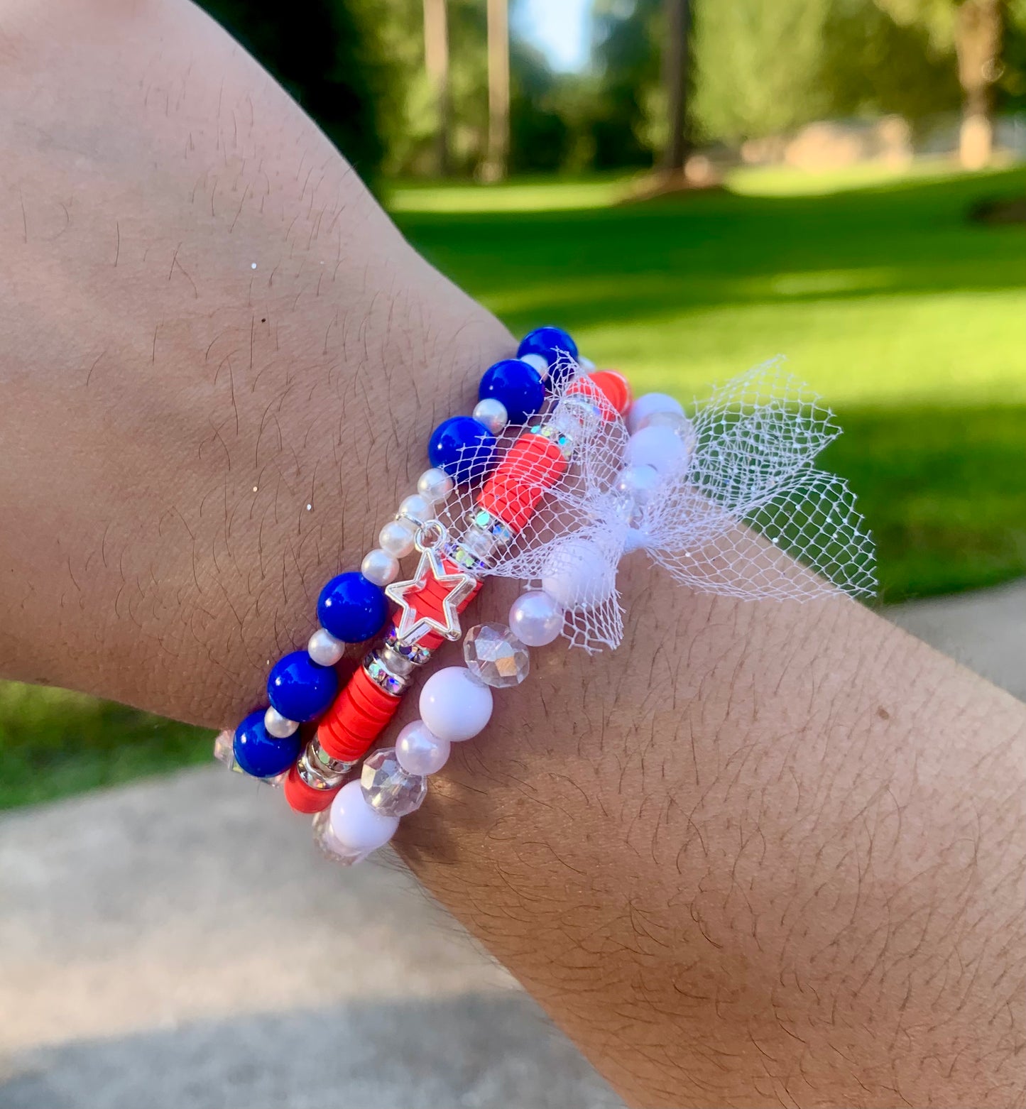 Red/White/Blue Stackable Bracelet Set
