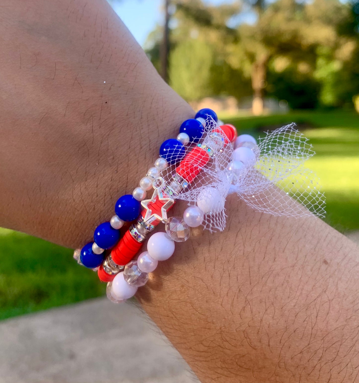 Red/White/Blue Stackable Bracelet Set