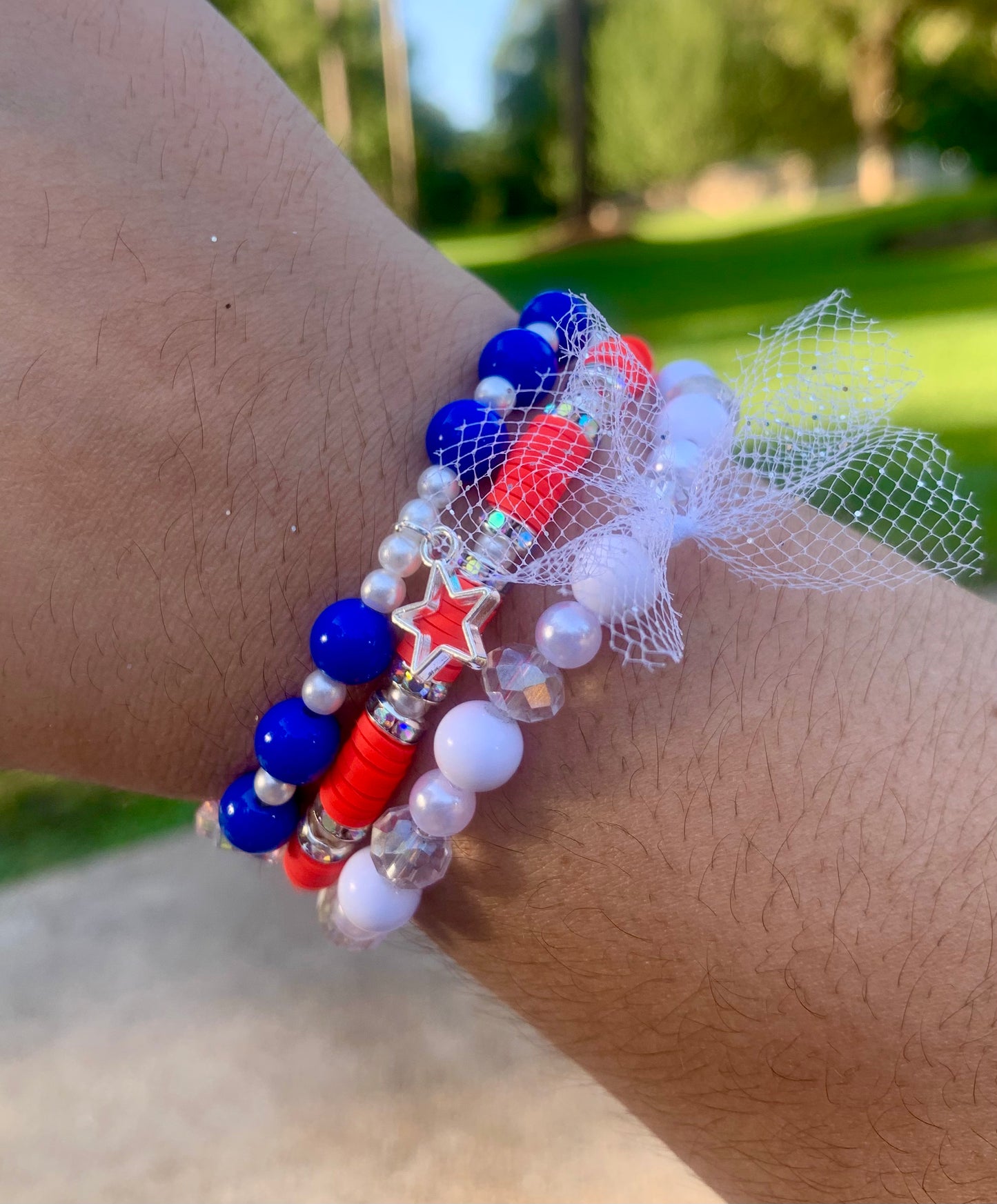 Red/White/Blue Stackable Bracelet Set
