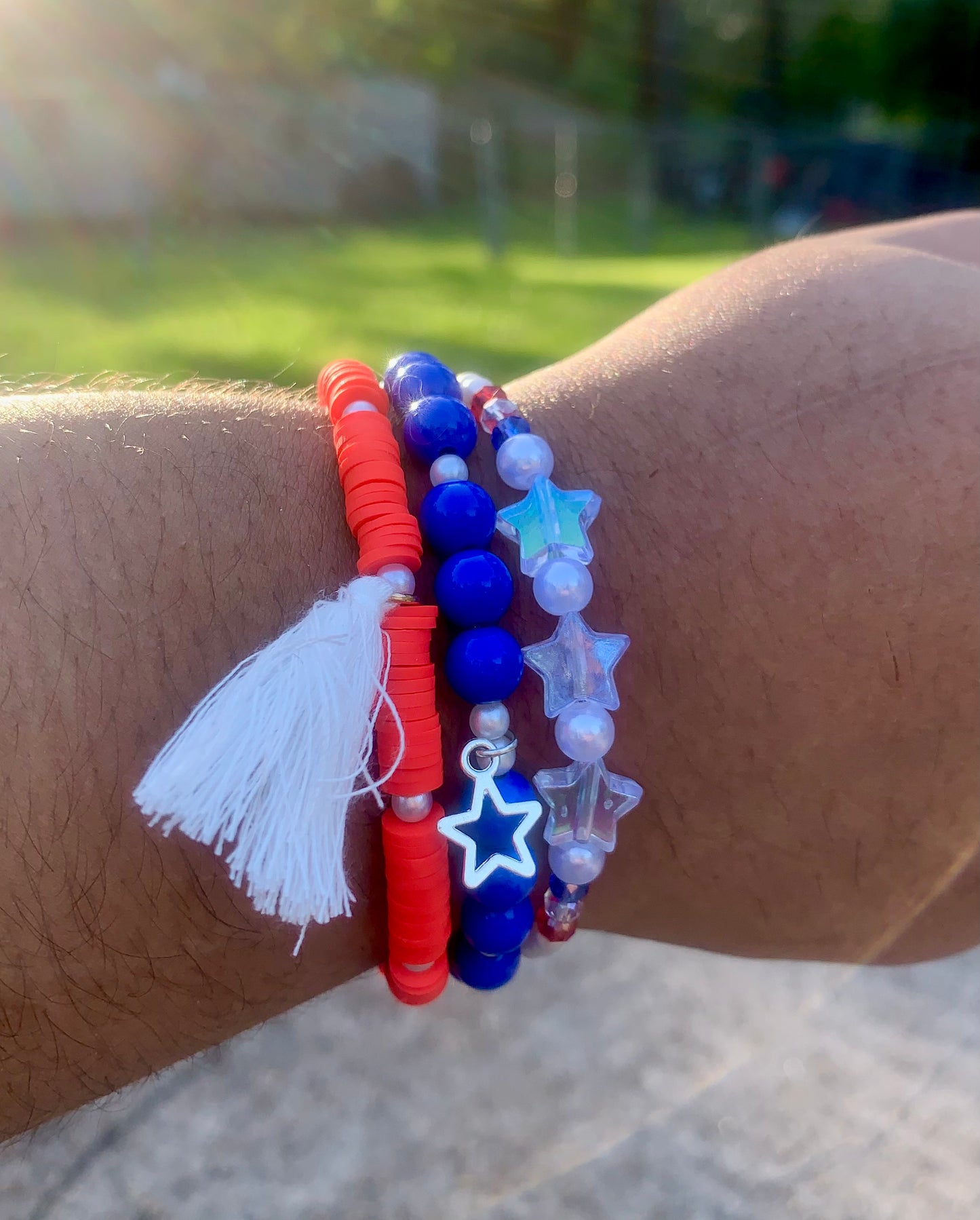 Red/White/Blue Stars + Charms Bracelet Set