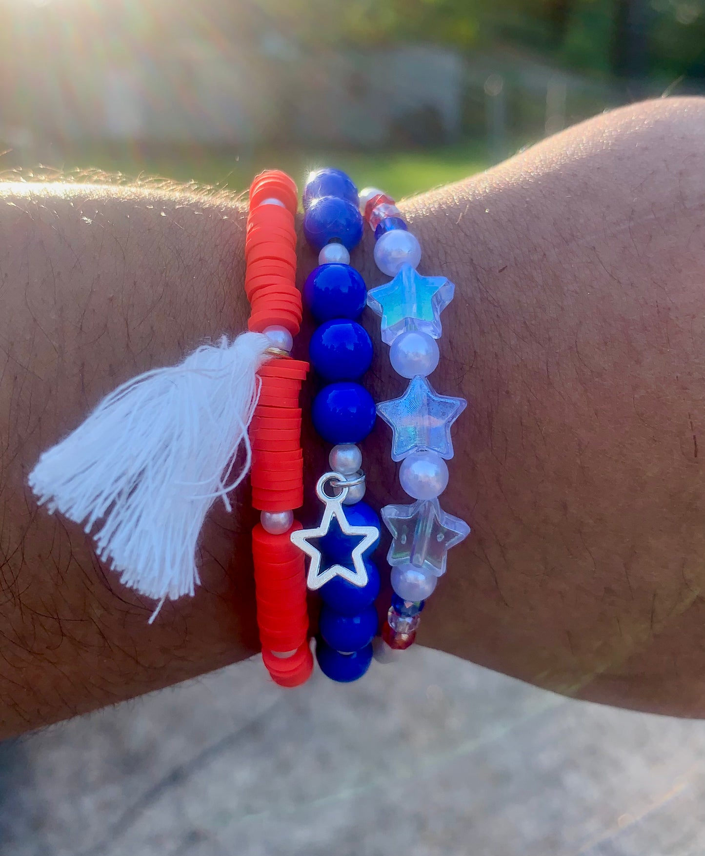 Red/White/Blue Stars + Charms Bracelet Set