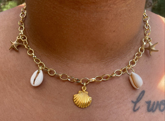 Sea Shells + Stars Charm Necklace