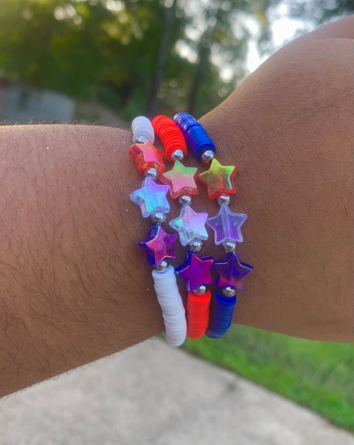 Red/White/Blue Heishi Star Bracelet