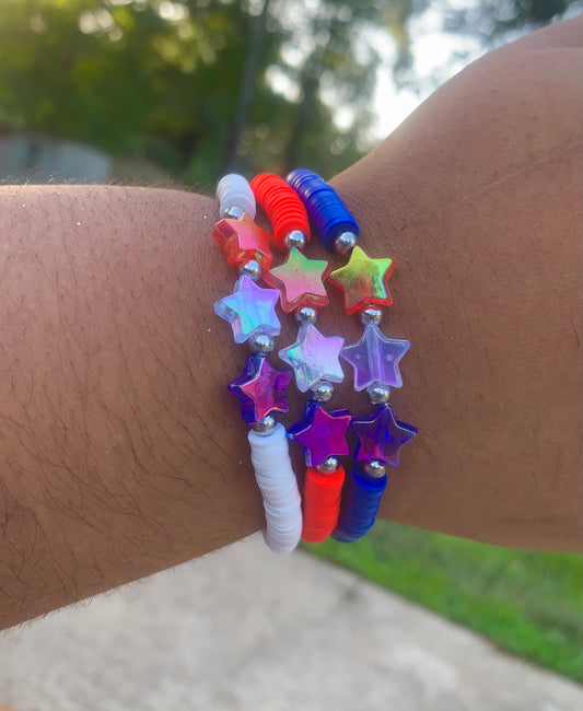 Red/White/Blue Heishi Star Bracelet