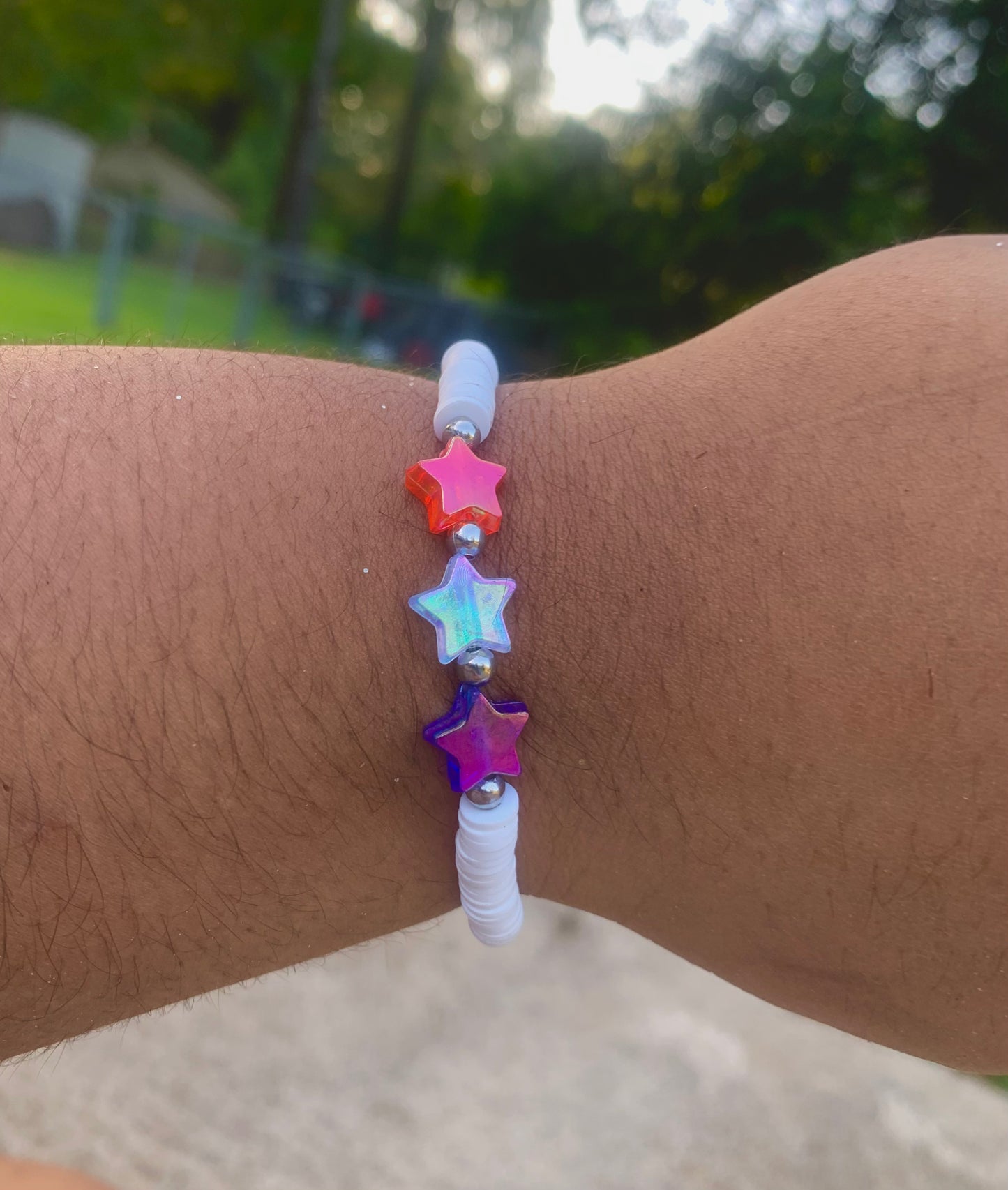 Red/White/Blue Heishi Star Bracelet