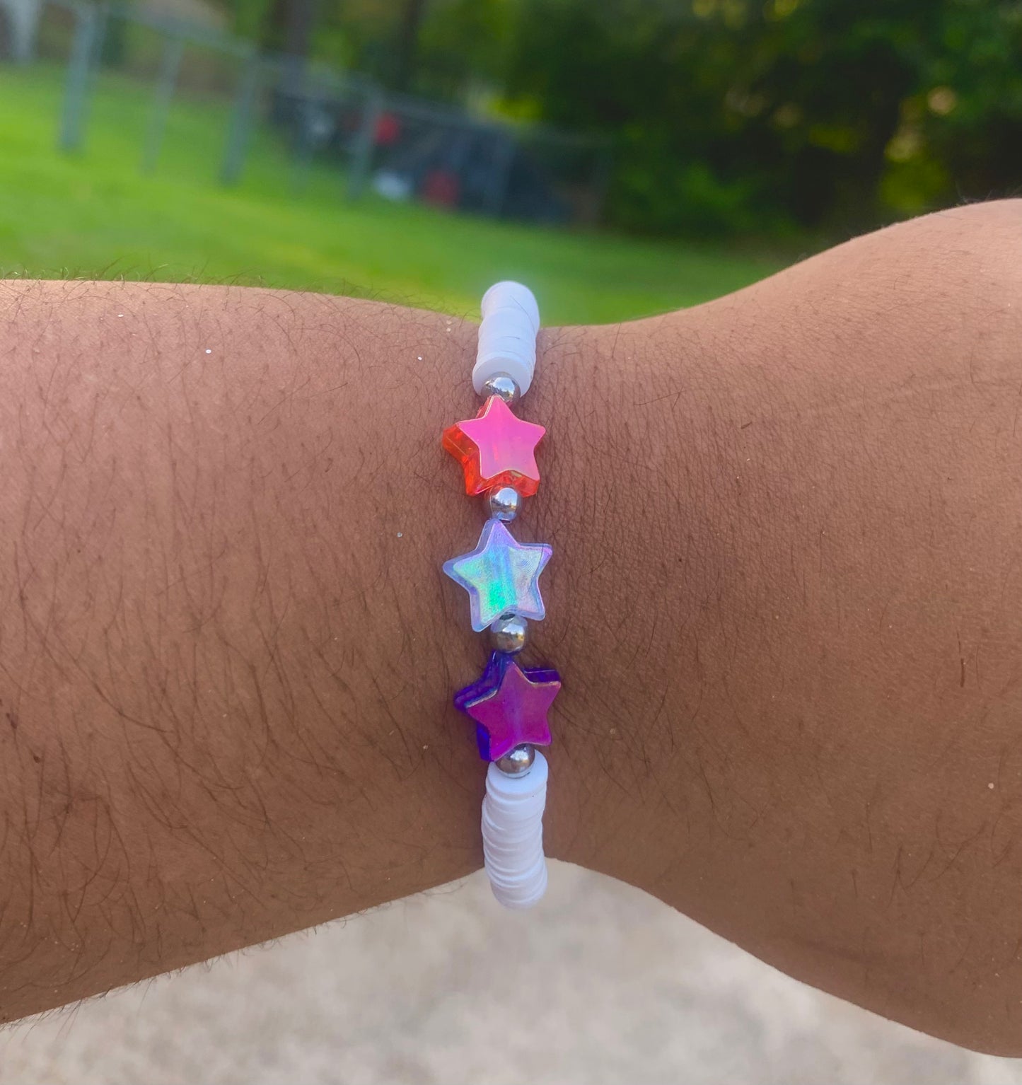 Red/White/Blue Heishi Star Bracelet
