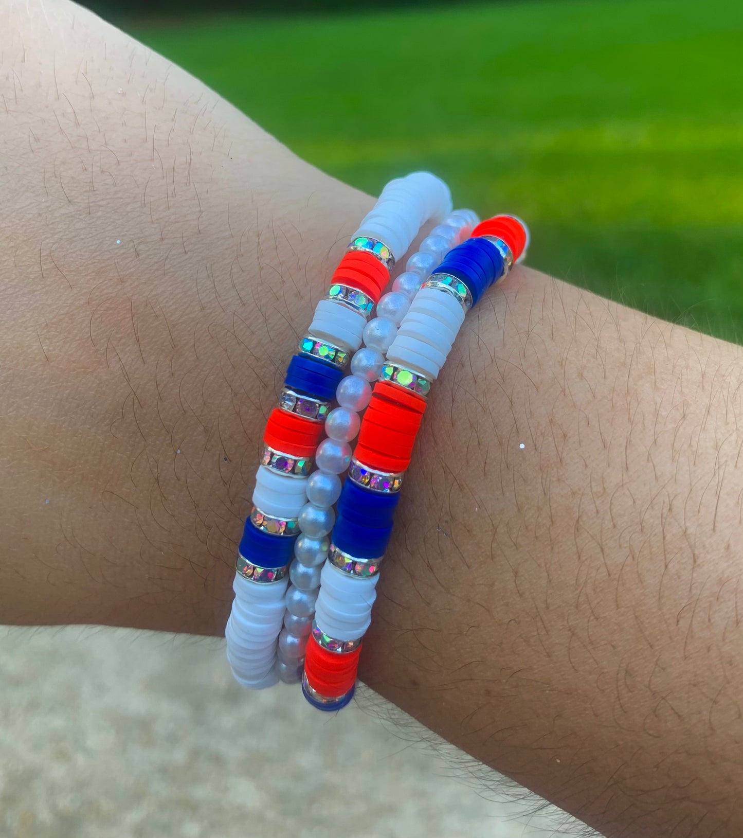 Red/White/Blue Heishi Pearl Bracelet Set