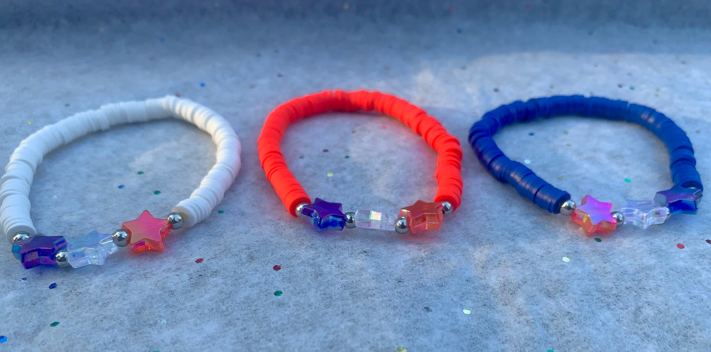 Red/White/Blue Heishi Star Bracelet