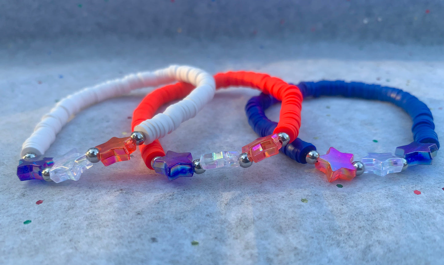 Red/White/Blue Heishi Star Bracelet