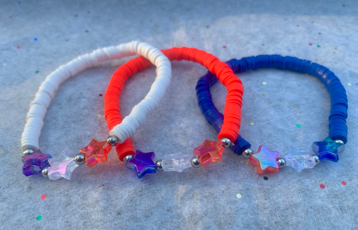 Red/White/Blue Heishi Star Bracelet