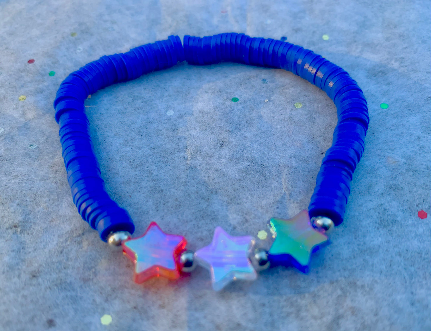 Red/White/Blue Heishi Star Bracelet