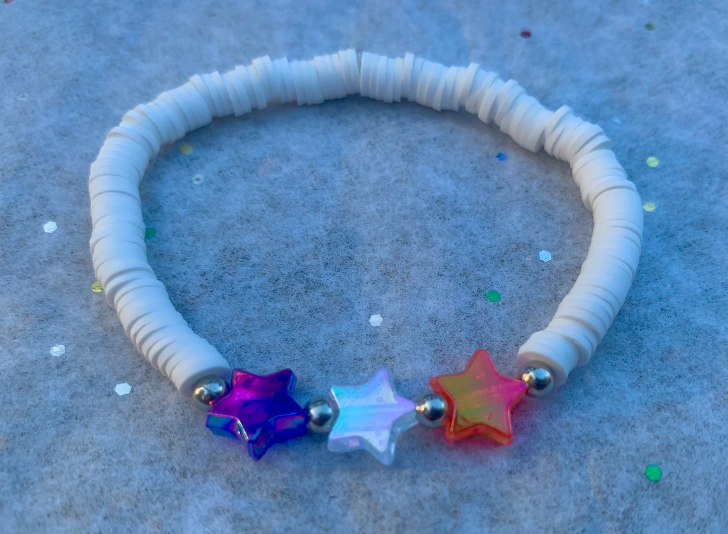 Red/White/Blue Heishi Star Bracelet