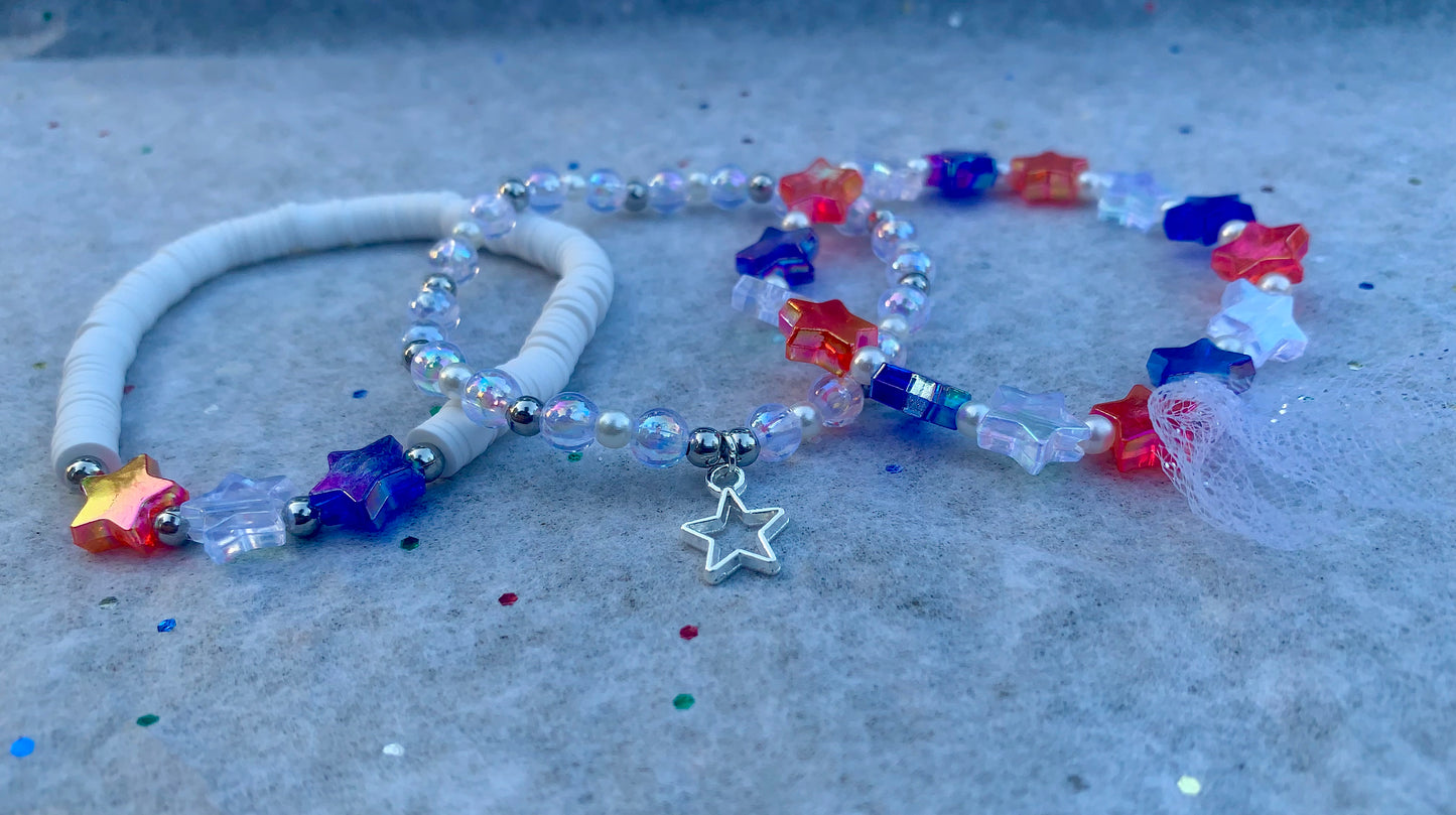 Red/White/Blue Starry Skies Bracelet Set