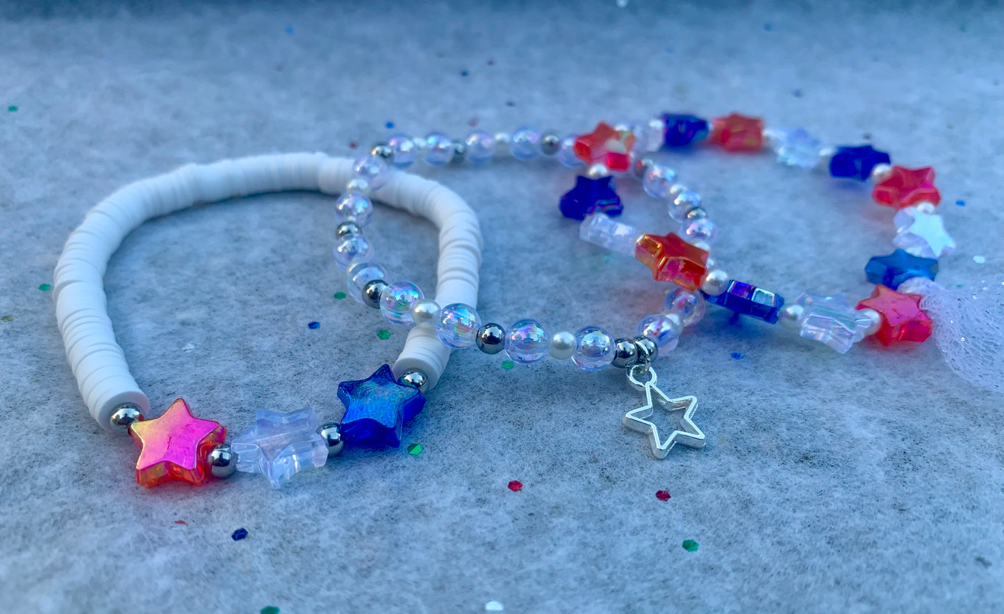 Red/White/Blue Starry Skies Bracelet Set