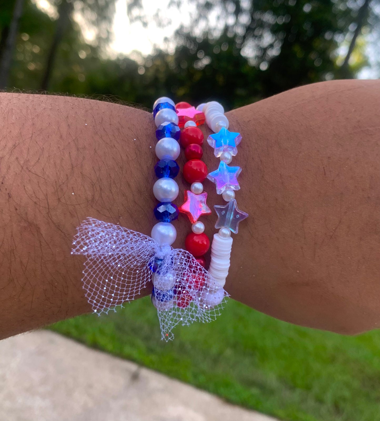 American Flag-Themed Starry Bracelet Set